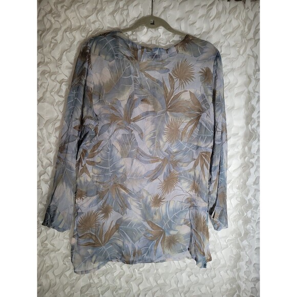 Tommy Bahama Silk Blouse Long Sleeve Tropical Semi Sheer size L - XL - Picture 6 of 6